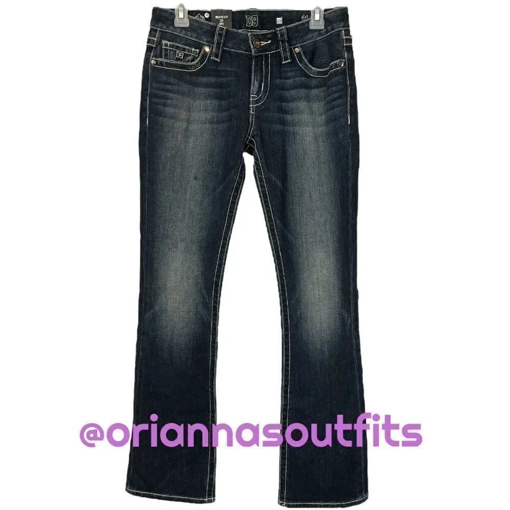 District 9 Dark Wash Slick Boot Cut Denim Jeans